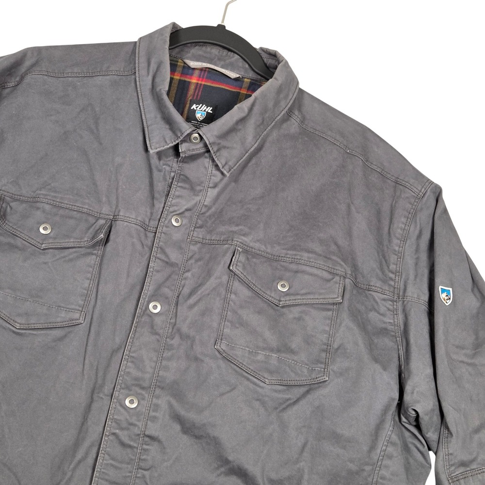 Kuhl Men XXL Generatr Canvas Shirt Jacket Shacket Button Down Lined Gray Cotton